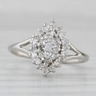 0 16ctw Diamond Cluster Halo Engagement Ring 14k White Gold Size 3 5