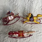 Set Of 3 Rocking Horse Ornaments Vibrant Color Embroidery Silk Sequens Quality
