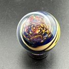 Contemporary Handmade Art Glass Marble 1  Yellow Blue Purple White Swirl Mib