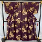 Japanese Vintage Kimono Yukata Cotton Purple No Lining Traditional Length 61 In