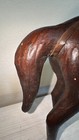 Collectible Vintage Leather Clad Horse Sculpture With Glass Eyes 14    X 13   