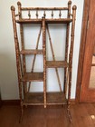 Antique English 19th Century Stick And Ball Burnt  Bamboo Bookcase Etagere