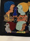 Handmade Vtg Embroidered Wall Hanging Women Faces Textile Art 20x29 Ooak