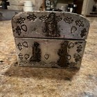 Vintage Mexican Tin Milagro Trinket Box Folk Art Jewelry Chest Tooled Hojalata