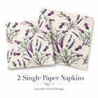 Decoupage Paper Napkin Lavender Floral Flowers - Two Single Luncheon Napkins