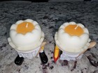 Casablanca Speedy And Friends Egg Cup Lot Of 2 With Egg Candles Bakers Vintage