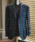 Green Plaid Woolen Autumn Men s Coat Peaked Lapel Tuxedos Single Breasted Coats