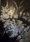 Vintage Asian Black Lacquer Mother Of Pearl Inlay Wall Art Panels Set Of 4 19 5 