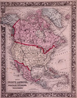Rare Antique 1861 Map   North America By S a  Mitchell 12x15 - Hand Tinted