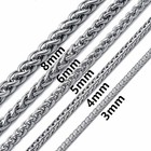 3 4 5mm Mens Silver Stainless Steel Necklace Wheat Braided Chain Link 18-28 