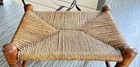 Vintage Antique Wood Colonial Woven Rush Cord Seat Foot Stool
