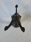 Antique Islamic Bronze Oil Lamp Cat Lid 2 Burners Bird Handle