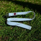 Iliac Golf All White Leather Belt Small Stitching Both Sides Red Logo D Ring