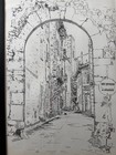 Vintage French Original Pen   Ink Drawing St  Tropez  France Signed Framed Art
