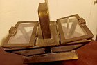 Vintage Clear Glass  Brass   Copper 2 Section With Single Scoop Lidded Container
