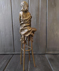 Vintage Bronze Sculpture Statue Woman Marble Deco Barchair Rare Decor Art Lady