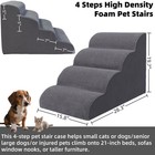 4 Step Pet Stairs Ramp For High Beds Sofas 18-24 Inch With Sturdy Non Slip Wa   