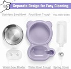 Dog And Cat Food And Water Stainless Steel Bowl Set With Water Dispenser Purple