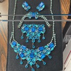 Rare High End Lilien Czech Rhinestone Parure Complete 4 Piece Set Signed