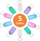 20 Pack Plastic Key Tags With Label Window   Ring  5 Colors   Storage Box