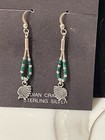 Vtg Navajo Sterling Silver Malachite Chief Silver Earrings   Bracelet Set 7 5   