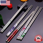 Metal Chopstick Non-slip Reusable Japanese Korean 5 Pairs Stainless Chopstick