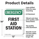  2 Pack  First Aid Station Osha Emergency Sign Decal Metal Plastic