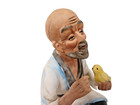 Vintage Napcoware Hand Painted Porcelain Figurine Elderly Man With Bird
