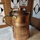Rustic Hammered Copper Coffee Tea Pot Brass Handle  Vintage 8    Made In Turkey 