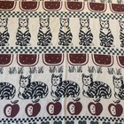 Vintage Afghan Woven Throw Blanket Cats Apples Watermelons Cottage-core Country