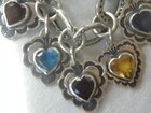 Don Lucas Multi Gemstone Sterling Silver Heart Charm Bracelet  7-1 8 