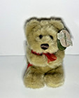 First And Main Tan Teddy Bear Dinky Plush Stuffed Animal Nwt Red Bow