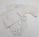 Vintage Baby Boy Christening Baptism Outfit With Cap  Vest   Romper