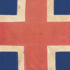 Vintage Faded Iceland Sewn Cloth Flag Scandinavia Cross Old Nautical Textile Art
