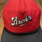 Vintage Strohs Beer Hat Cap Snap Back Rope Trucker Black Red Nwot