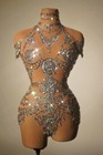 Sexy See Through Crystal Bodysuits Birthday Leotard Performance Wear Jumpsuit