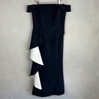 Alexander By Daymor Size 16 Maxi Gown 1060 Off Shoulder Ruffled Skirt Navy