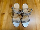 Stuart Weitzman Silver Glitter Open Toe Ankle Strap Heeled Shoes Nwob Size 8