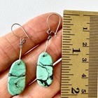 Vtg Navajo Earrings Slab Turquoise Dangle Sterling Native American Hook Dangle