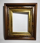 Antique Eastlake 1880 Walnut Gilt Stenciled Portrait Frame Very Good Condition