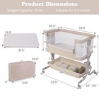 Baby Bassinet Bedside Sleeper W 6-level Adjustable Height 3-in-1 Design
