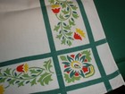 Vintage Cloth Napkin Green With Tulips 16 x18    085 