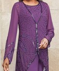 6 Ashro Formal Dress Wedding Dinner Party Yasia Purple Violet Beaded Pant Suit
