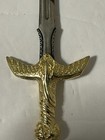 Heavy Metal Small Letter Opener 5 75    Long Gold Tone Handle   Silver Tone Blade