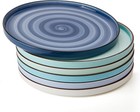 Set Of 6 Porcelain Dinner Plates 10 5inch Gradient High Edge Dish Assorted Color