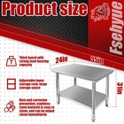 35 4 x 23 6 x 31 5  Commercial Kitchen Prep    Metal Work Table Stainless Steel