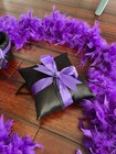 Black   Purple Ring Bearer Pillow   Flower Girl Basket W  2 Purple Feather Boas