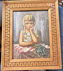 Vtg Eden Big Eye Picture Print Innocent Girl Child 9 X 11  Framed