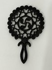 T-7 Tulip  12 Vtg Black Cast Iron Trivet   Footed Collectible With Heart Shapes