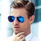 Vintage Aviator Sunglasses Blue Mirror Lens Metal Frame Classic Pilot Sun Glasse